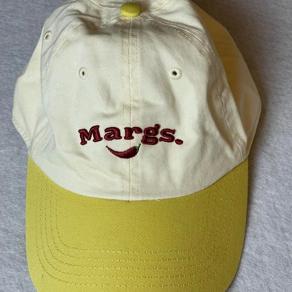 Marg's Mommas spicy yellow & cream baseball cap with embroidered logo